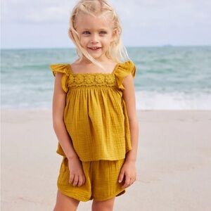Next Ochre Yellow Crochet Trim Co-ord Set
